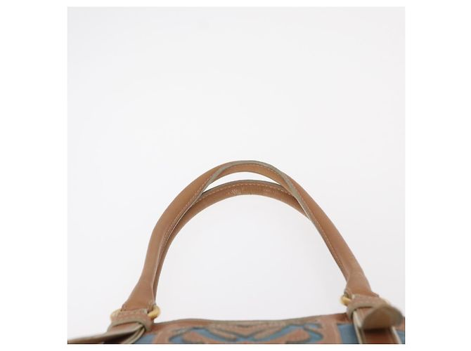 LOEWE Borsa a Mano Anagram Nylon Blu Oro Auth bs31204 D'oro - vista 8