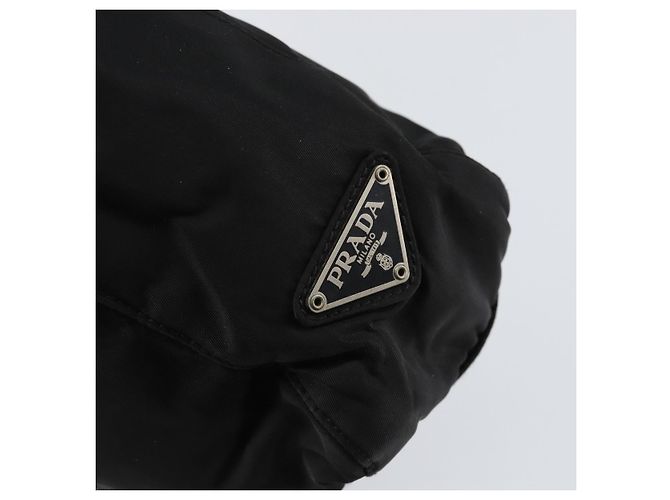 PRADA Borsa a mano in nylon nero argento Auth ka076 - vista 17