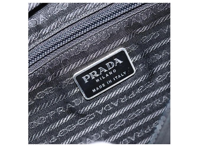 PRADA Borsa a mano in nylon nero argento Auth ka076 - vista 19