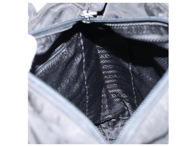 PRADA Borsa a mano in nylon nero argento Auth ka076 - vista 20