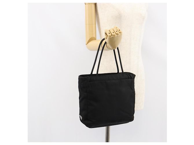 PRADA Borsa a mano in nylon nero argento Auth ka076 - vista 25