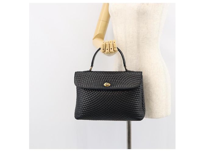 BALLY Borsa a Mano in Pelle Nera e Oro Auth BA7301 Nero D'oro - vista 22