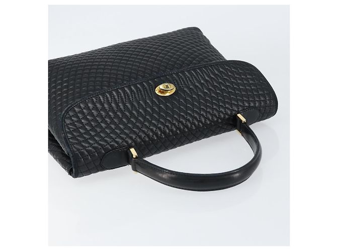 BALLY Borsa a Mano in Pelle Nera e Oro Auth BA7301 Nero D'oro - vista 6