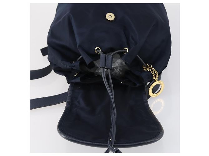 Zaino CÉLINE Circle in nylon blu navy e oro Auth bs30214 D'oro - vista 10