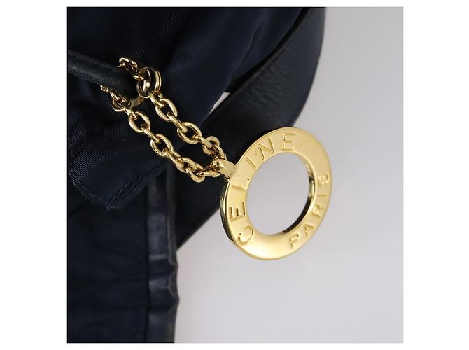 Zaino CÉLINE Circle in nylon blu navy e oro Auth bs30214 D'oro - vista 19