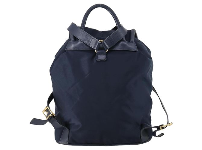 Zaino CÉLINE Circle in nylon blu navy e oro Auth bs30214 D'oro - vista 2