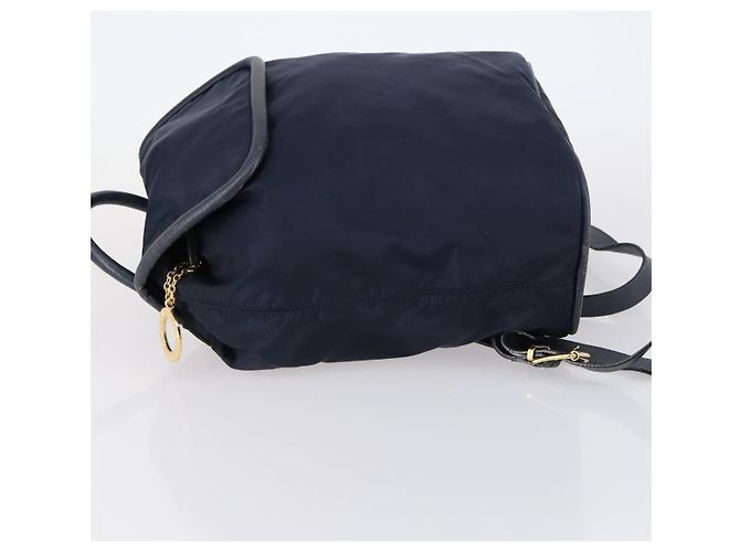 Zaino CÉLINE Circle in nylon blu navy e oro Auth bs30214 D'oro - vista 4