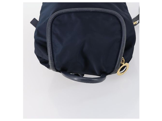Zaino CÉLINE Circle in nylon blu navy e oro Auth bs30214 D'oro - vista 6