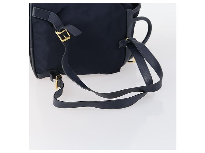 Zaino CÉLINE Circle in nylon blu navy e oro Auth bs30214 D'oro - vista 8
