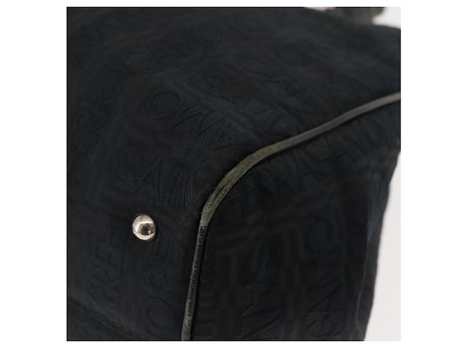 Borsa Tote Salvatore Ferragamo in tela nera e argento Auth BA7338 Nero - vista 10