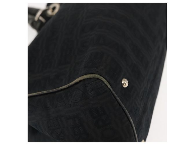 Borsa Tote Salvatore Ferragamo in tela nera e argento Auth BA7338 Nero - vista 14
