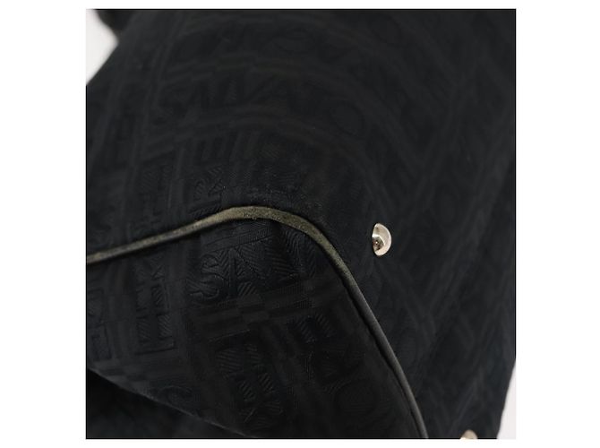 Borsa Tote Salvatore Ferragamo in tela nera e argento Auth BA7338 Nero - vista 16