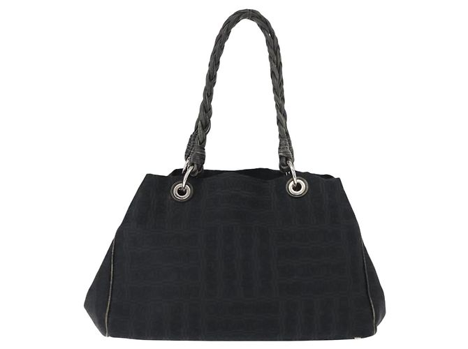 Borsa Tote Salvatore Ferragamo in tela nera e argento Auth BA7338 Nero - vista 2