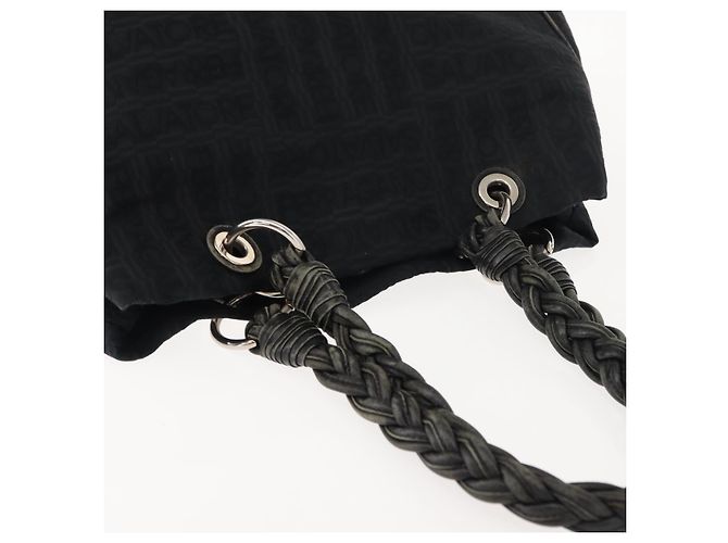 Borsa Tote Salvatore Ferragamo in tela nera e argento Auth BA7338 Nero - vista 7