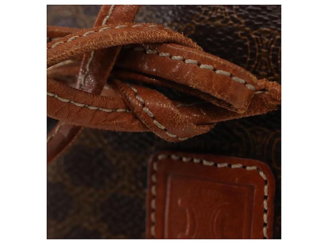 Céline Borsa a Spalla in Tela Macadam CELINE in Pelle PVC Marrone Oro Auth gh1084 D'oro - vista 10