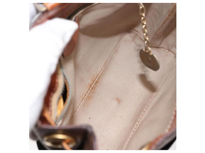 Céline Borsa a Spalla in Tela Macadam CELINE in Pelle PVC Marrone Oro Auth gh1084 D'oro - vista 11
