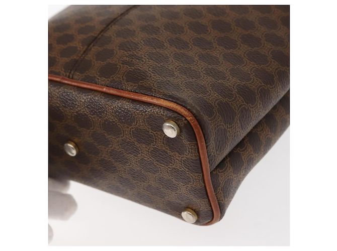 Céline Borsa a Spalla in Tela Macadam CELINE in Pelle PVC Marrone Oro Auth gh1084 D'oro - vista 18