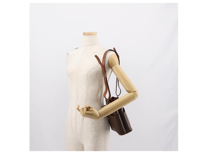 Céline Borsa a Spalla in Tela Macadam CELINE in Pelle PVC Marrone Oro Auth gh1084 D'oro - vista 24