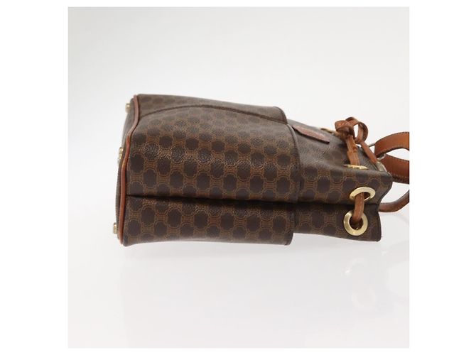 Céline Borsa a Spalla in Tela Macadam CELINE in Pelle PVC Marrone Oro Auth gh1084 D'oro - vista 3