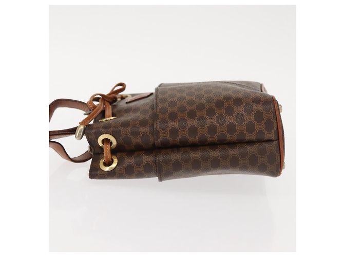 Céline Borsa a Spalla in Tela Macadam CELINE in Pelle PVC Marrone Oro Auth gh1084 D'oro - vista 4