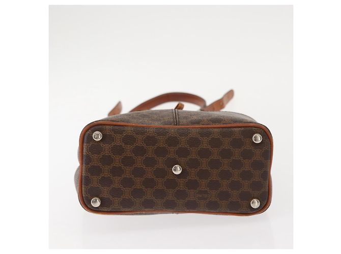 Céline Borsa a Spalla in Tela Macadam CELINE in Pelle PVC Marrone Oro Auth gh1084 D'oro - vista 5