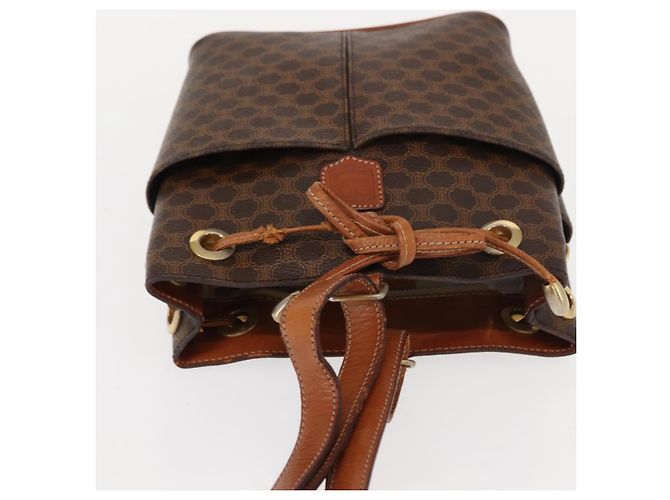 Céline Borsa a Spalla in Tela Macadam CELINE in Pelle PVC Marrone Oro Auth gh1084 D'oro - vista 6