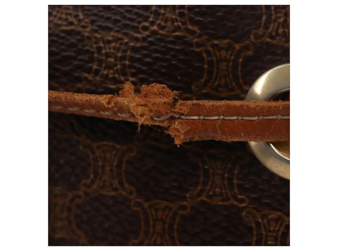 Céline Borsa a Spalla in Tela Macadam CELINE in Pelle PVC Marrone Oro Auth gh1084 D'oro - vista 9