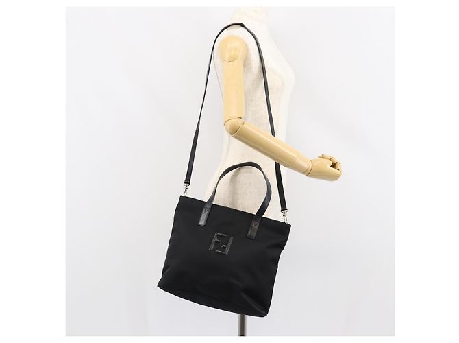Borsa a mano FENDI in nylon 2 in 1 nera e argento autentica ep11442 Nero - vista 23