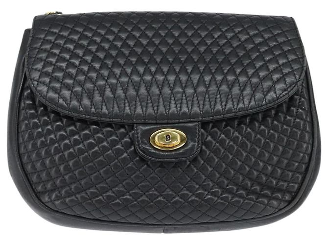 BALLY Borsa a Spalla Trapuntata in Catena in Pelle Nera e Oro Auth gh1162 Nero D'oro - vista 13