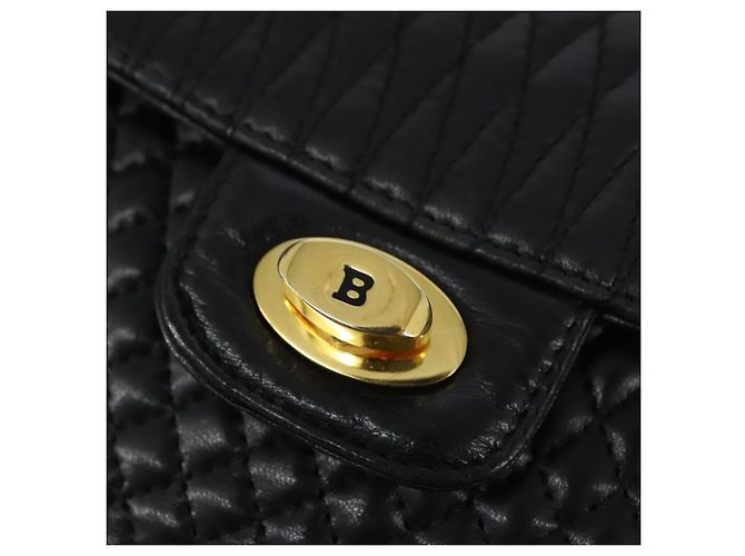 BALLY Borsa a Spalla Trapuntata in Catena in Pelle Nera e Oro Auth gh1162 Nero D'oro - vista 17