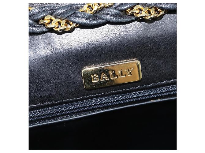 BALLY Borsa a Spalla Trapuntata in Catena in Pelle Nera e Oro Auth gh1162 Nero D'oro - vista 18