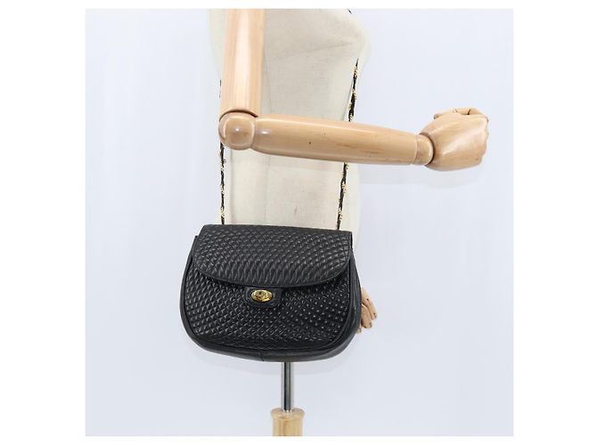 BALLY Borsa a Spalla Trapuntata in Catena in Pelle Nera e Oro Auth gh1162 Nero D'oro - vista 22