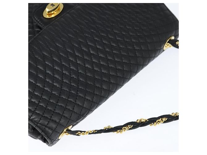 BALLY Borsa a Spalla Trapuntata in Catena in Pelle Nera e Oro Auth gh1162 Nero D'oro - vista 6