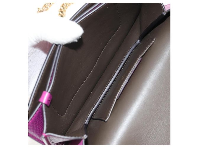 Borsa a Spalla Gancini Chain in Pelle Salvatore Ferragamo Viola Oro Auth 153364V D'oro Porpora - vista 10