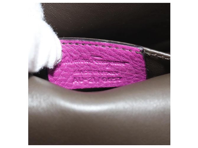 Borsa a Spalla Gancini Chain in Pelle Salvatore Ferragamo Viola Oro Auth 153364V D'oro Porpora - vista 11