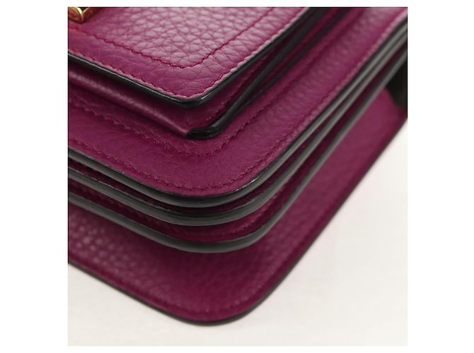 Borsa a Spalla Gancini Chain in Pelle Salvatore Ferragamo Viola Oro Auth 153364V D'oro Porpora - vista 16