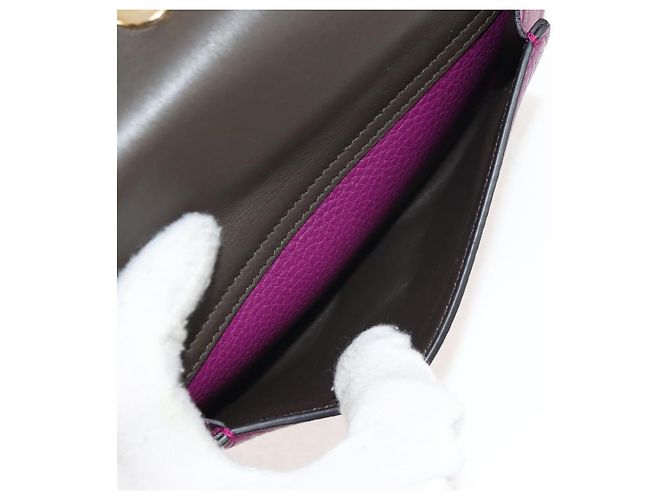 Borsa a Spalla Gancini Chain in Pelle Salvatore Ferragamo Viola Oro Auth 153364V D'oro Porpora - vista 21