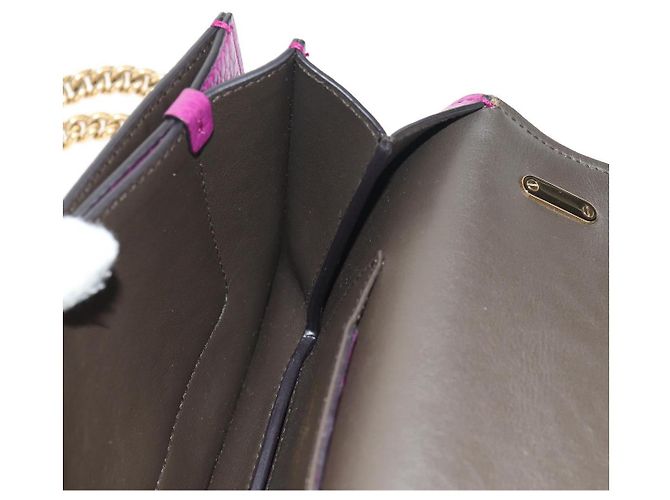 Borsa a Spalla Gancini Chain in Pelle Salvatore Ferragamo Viola Oro Auth 153364V D'oro Porpora - vista 23