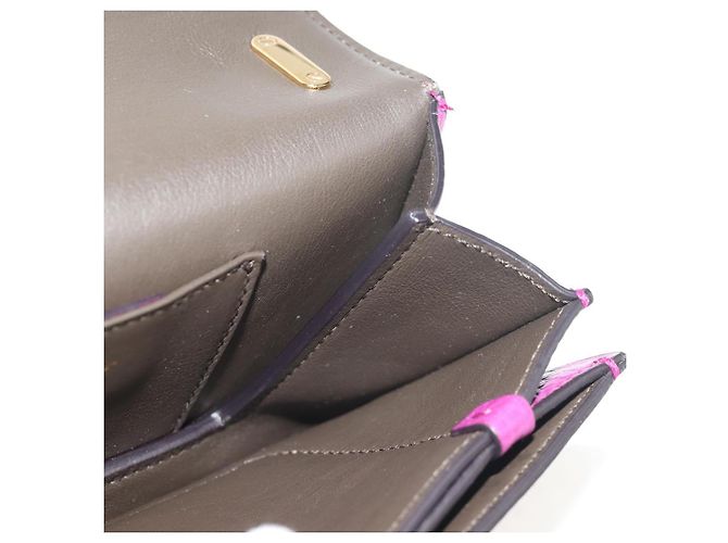 Borsa a Spalla Gancini Chain in Pelle Salvatore Ferragamo Viola Oro Auth 153364V D'oro Porpora - vista 24