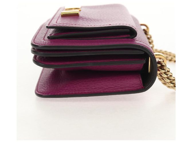 Borsa a Spalla Gancini Chain in Pelle Salvatore Ferragamo Viola Oro Auth 153364V D'oro Porpora - vista 4