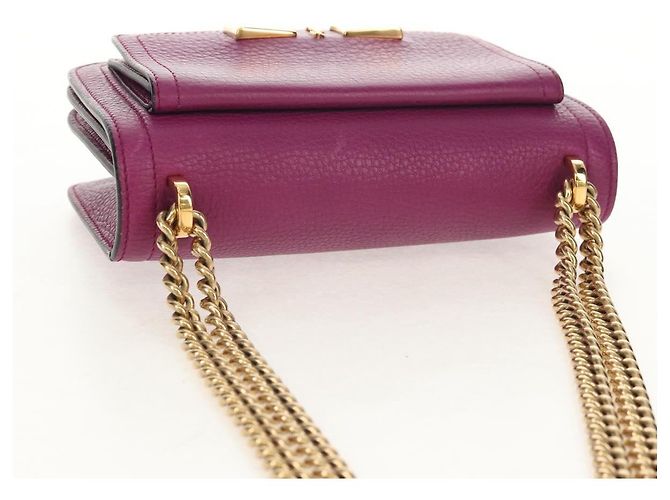 Borsa a Spalla Gancini Chain in Pelle Salvatore Ferragamo Viola Oro Auth 153364V D'oro Porpora - vista 6