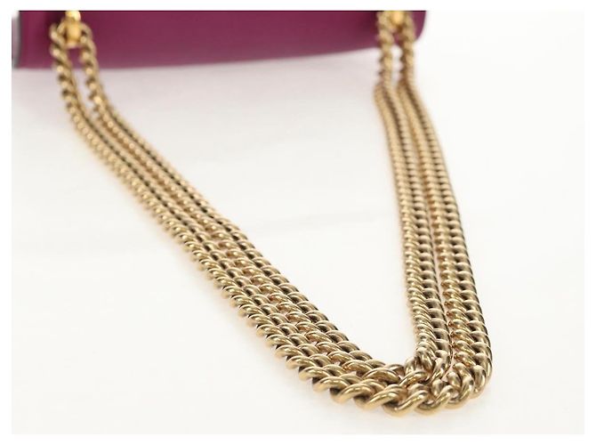 Borsa a Spalla Gancini Chain in Pelle Salvatore Ferragamo Viola Oro Auth 153364V D'oro Porpora - vista 7