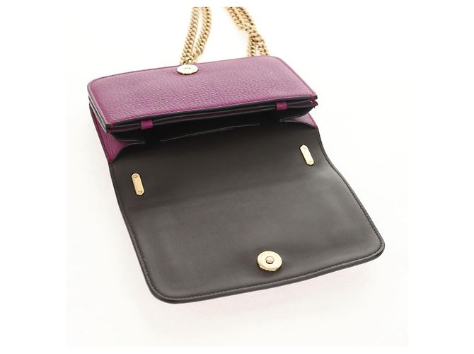 Borsa a Spalla Gancini Chain in Pelle Salvatore Ferragamo Viola Oro Auth 153364V D'oro Porpora - vista 9