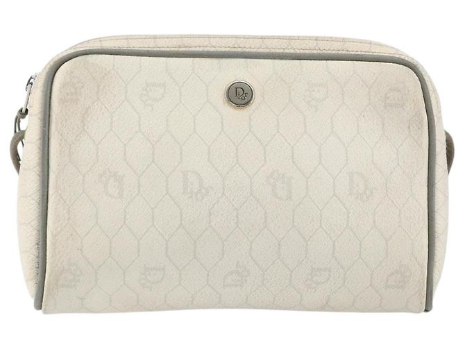 Christian Dior Borsa a spalla in tela a nido d'ape PVC oro bianco Auth BA7994 D'oro - vista 13