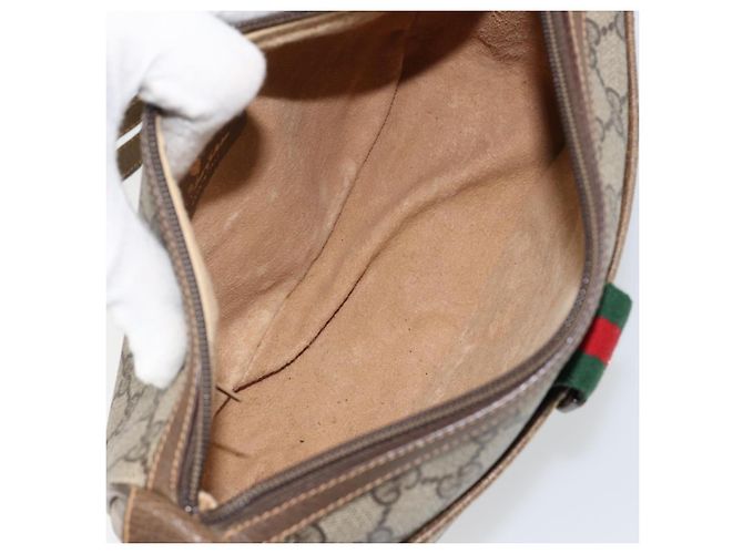 Borsa Sherry Line GG Supreme Web di GUCCI in PVC beige e oro 89 02 032 Auth 153392 D'oro - vista 10