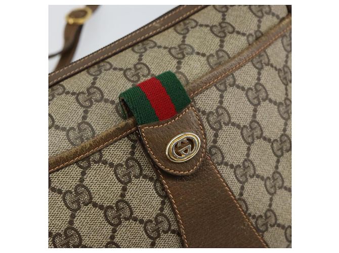 Borsa Sherry Line GG Supreme Web di GUCCI in PVC beige e oro 89 02 032 Auth 153392 D'oro - vista 18