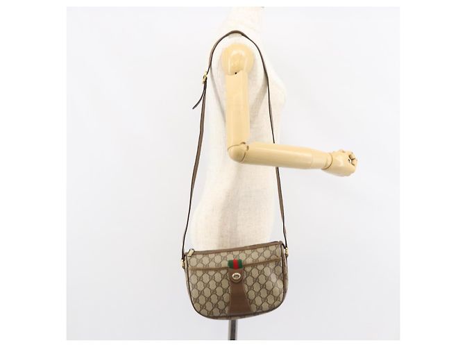 Borsa Sherry Line GG Supreme Web di GUCCI in PVC beige e oro 89 02 032 Auth 153392 D'oro - vista 24