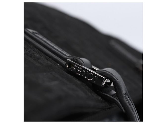 FENDI Zucchino Canvas Handtasche Schwarz Silber Authentisch am9157 - Ansicht 10