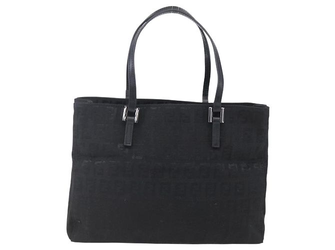 FENDI Zucchino Canvas Handtasche Schwarz Silber Authentisch am9157 - Ansicht 13