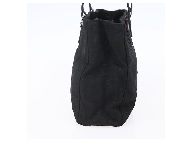 FENDI Zucchino Canvas Handtasche Schwarz Silber Authentisch am9157 - Ansicht 4
